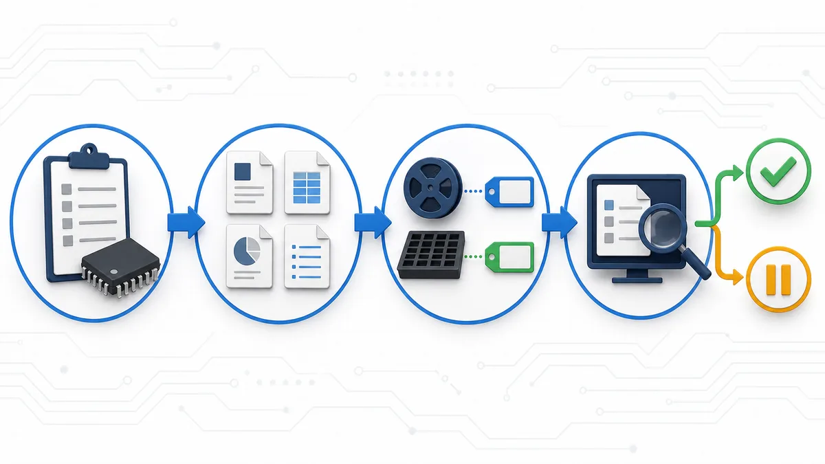 Document evidence workflow from RFQ requirements to receiving review