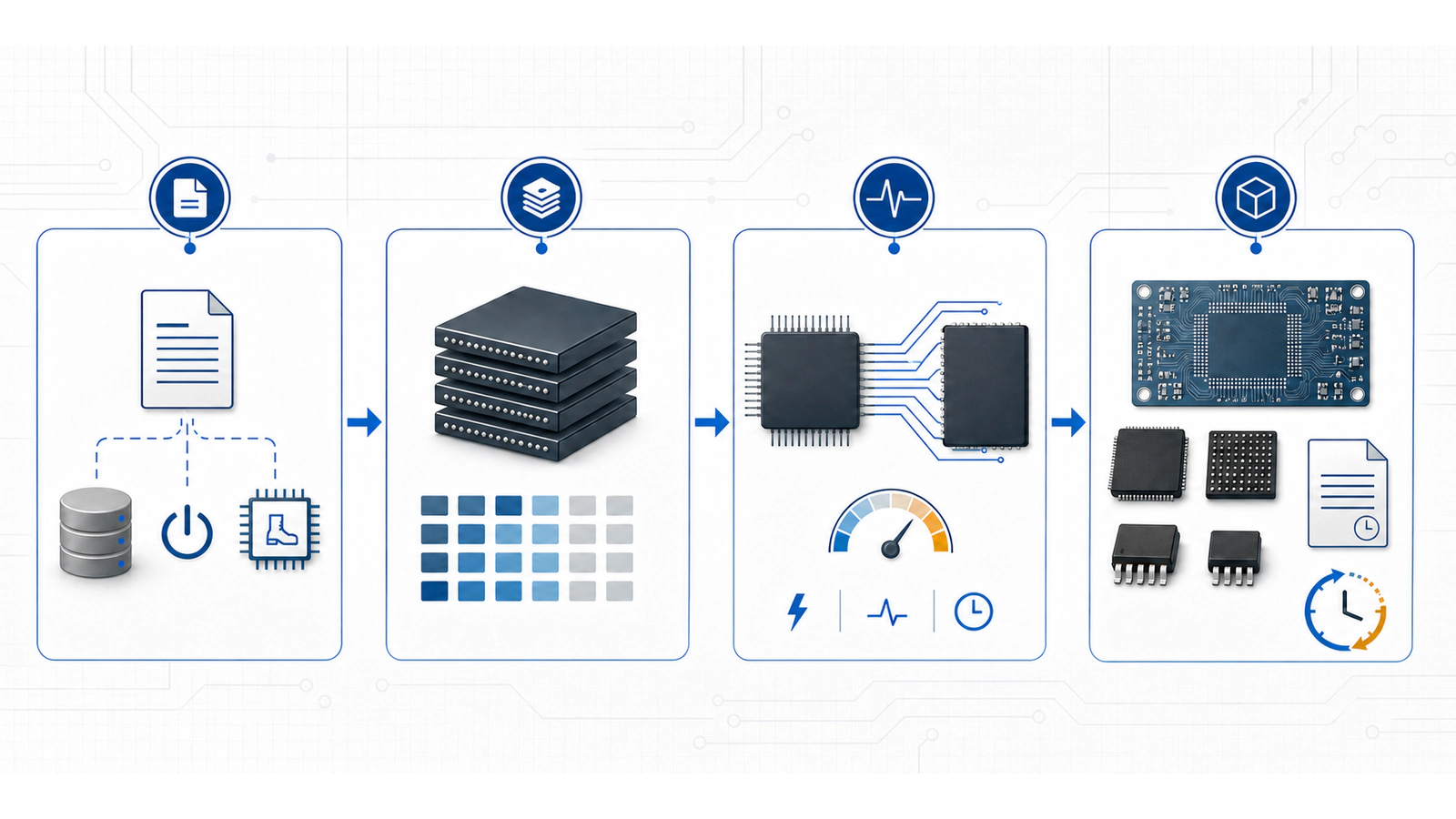 Four-stage Memory IC selection workflow