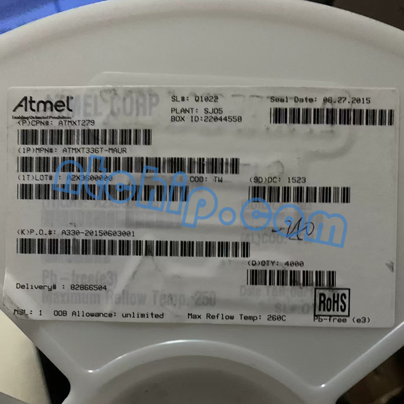 Atmel ATMXT336T-MAUR reel label