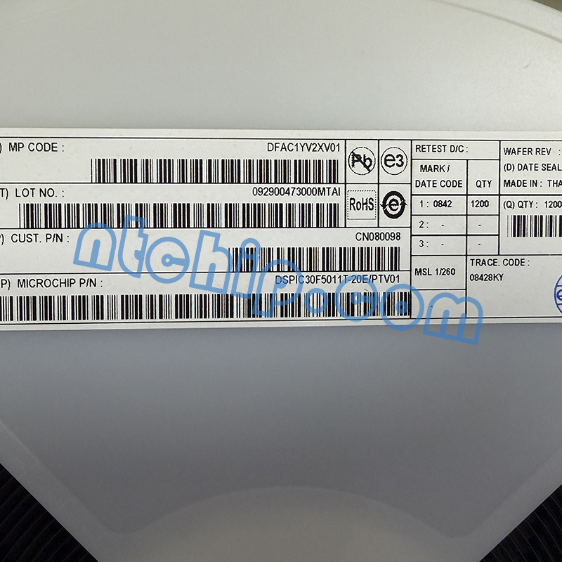 Microchip Technology DSPIC30F5011T-20E/PT reel label