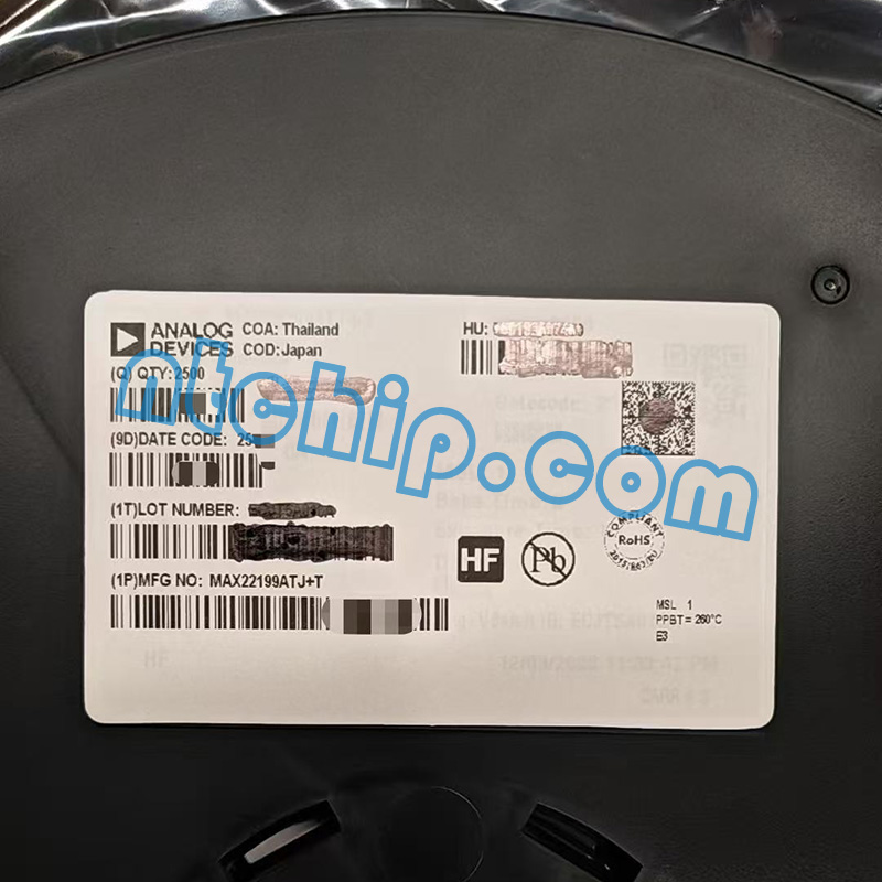 Analog Devices Inc. MAX22199ATJ+T reel label