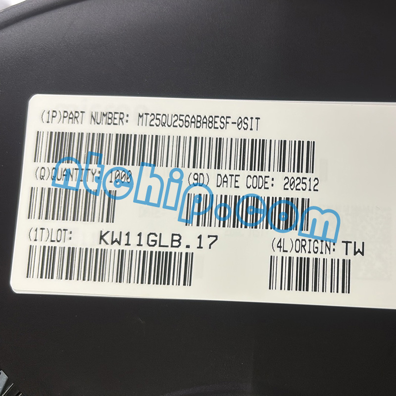 Micron Technology MT25QU256ABA8ESF-0SIT TR reel label