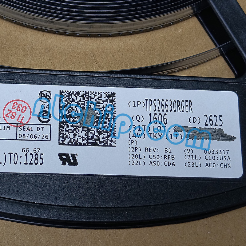 Texas Instruments  TPS26630RGER reel label