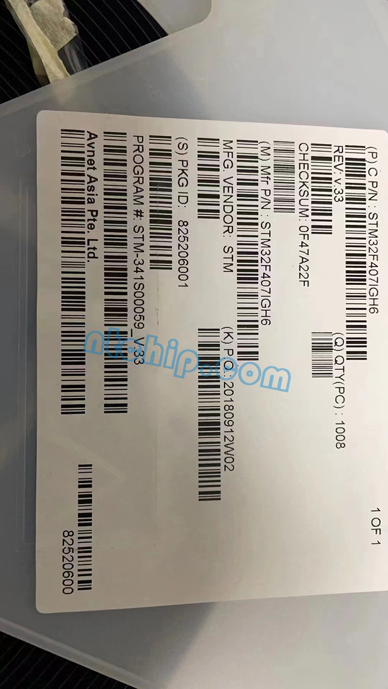 Original STM32F407IGH6 label Original STM32F407IGH6 label