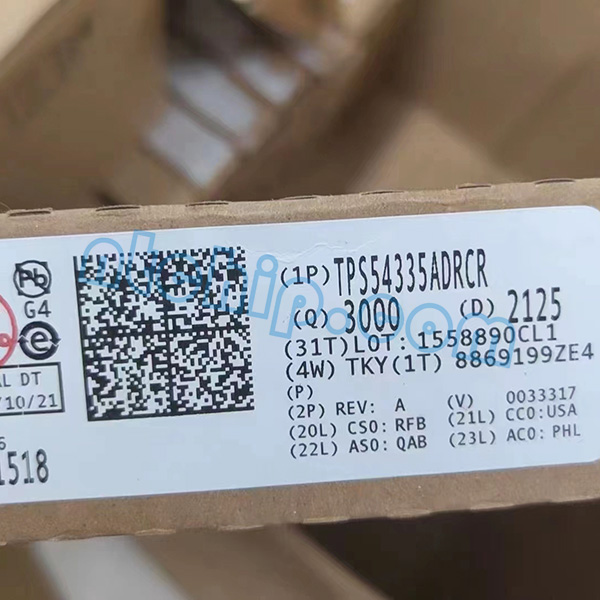 TPS54335ADRCR spot packaging and picture product label TPS54335ADRCR stock picture - product information label