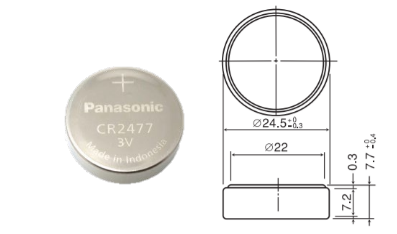 Panasonic CR2477 Battery Dimension